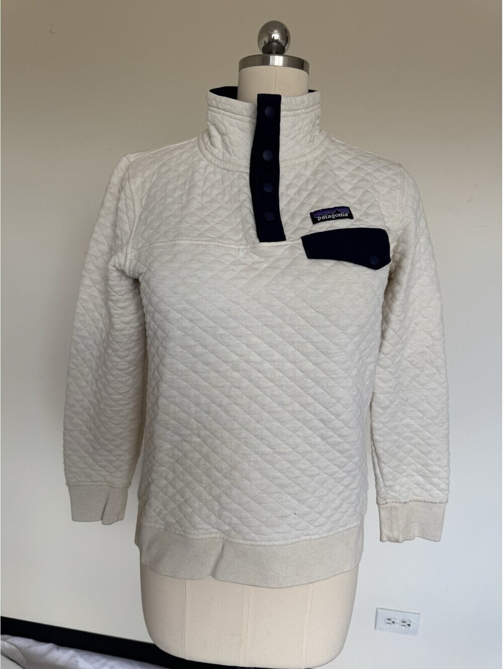 Patagonia Organic Cotton Quilt Snap-T Pullover Sweatshirt Cream Size XS